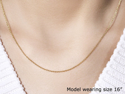 14k Yellow Gold Round Cable Link Chain 1.3mm by Bids.com