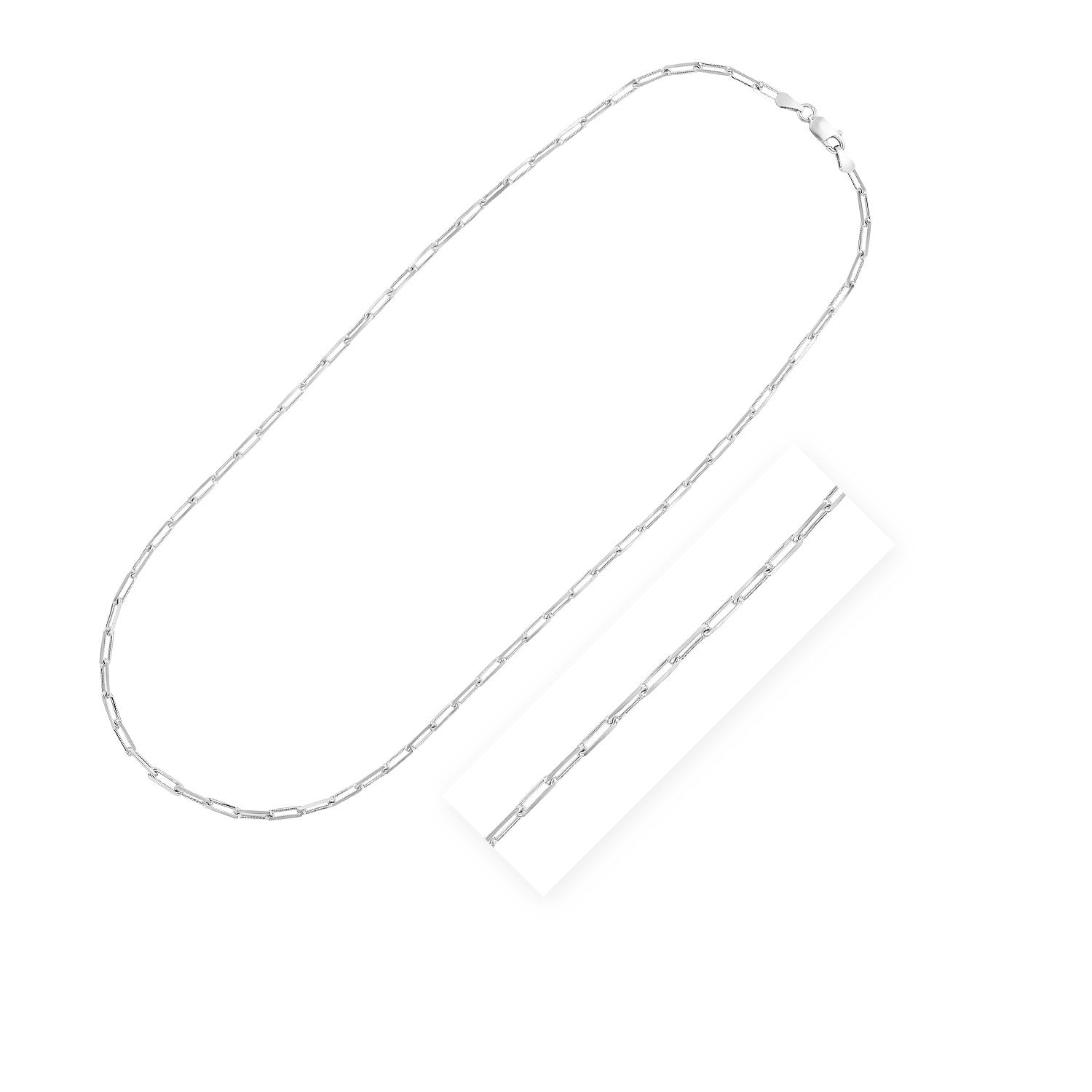 Sterling Silver Rhodium Plated Paperclip Chain (3.0 mm) - DestGlow