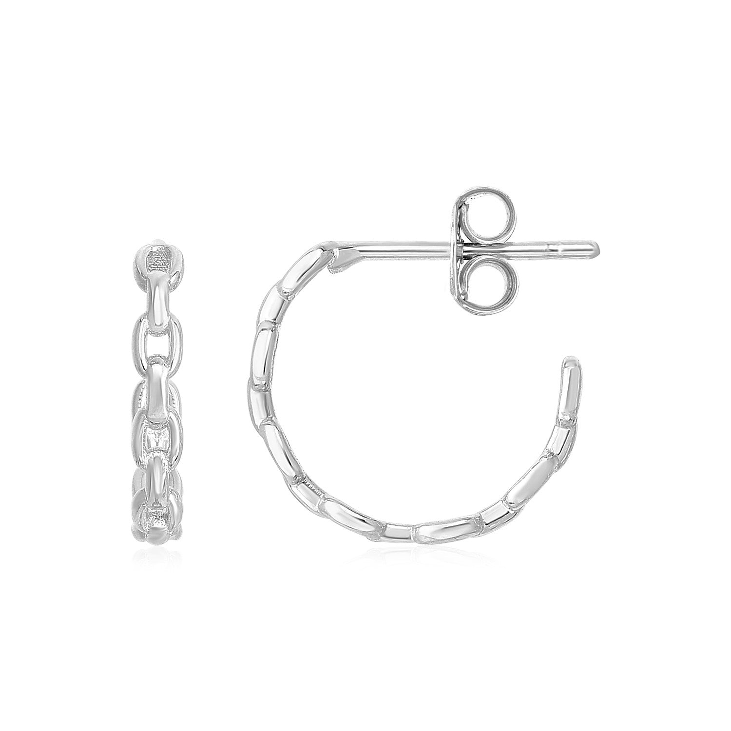 14k White Gold Delicate Chain Hoop Earrings by Avera Group