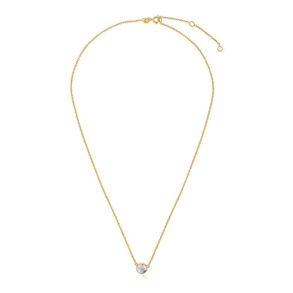 14k Yellow Gold 17 inch Necklace with Round White Topaz  DestGlow