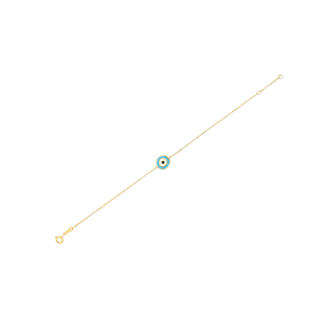 14k Yellow Gold Blue Evil Eye Bracelet (1.00 mm) by Avera Group