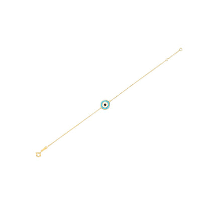 14k Yellow Gold Blue Evil Eye Bracelet (1.00 mm) by Bids.com