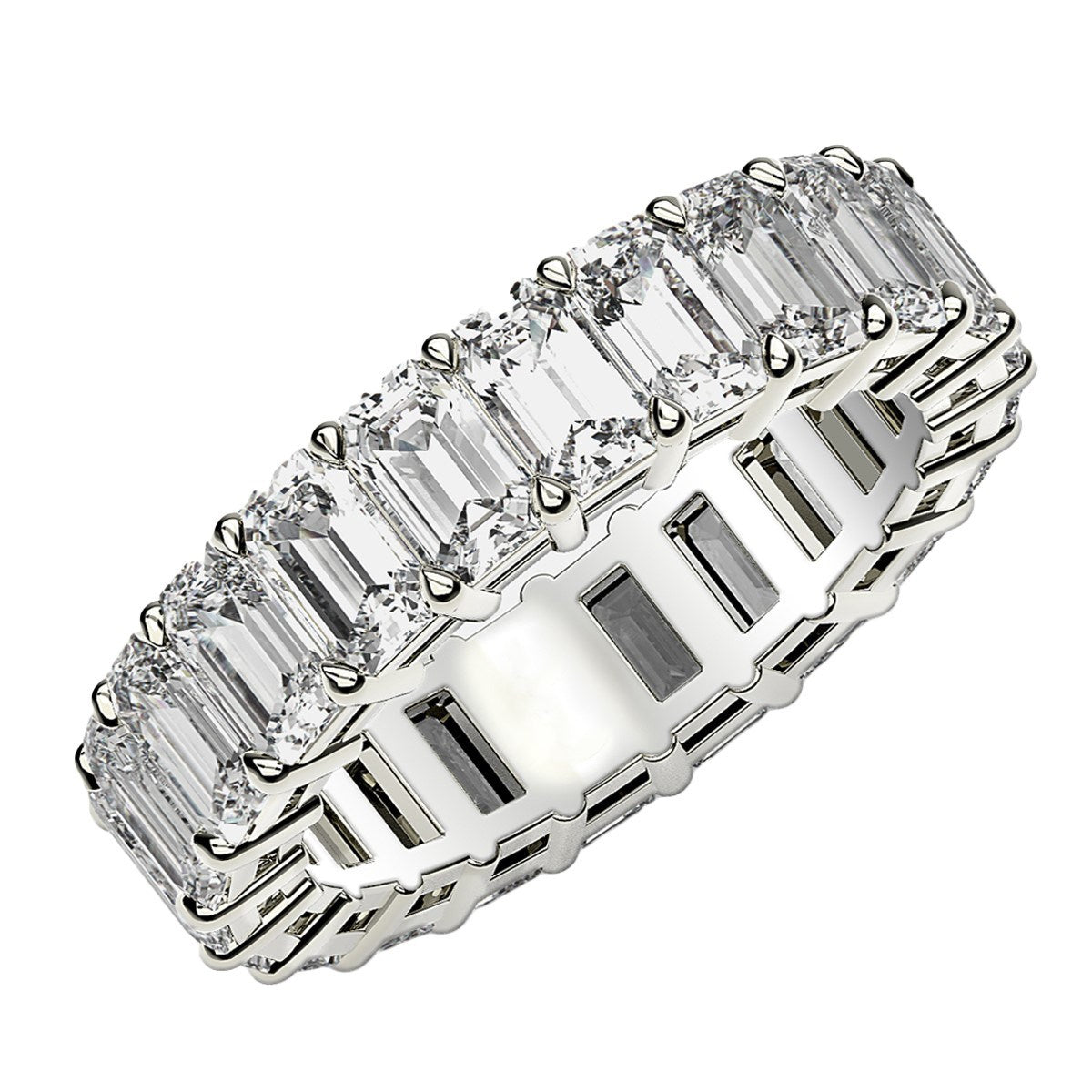 Emerald Cut Lab Grown Diamond Eternity Ring in 14k White Gold (4 cttw FG/VS2) by Bids.com