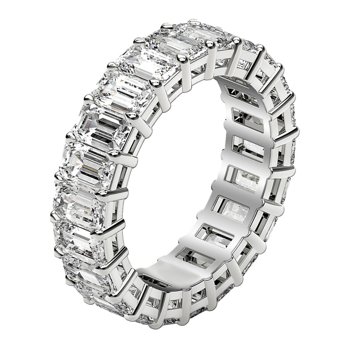 Emerald Cut Lab Grown Diamond Eternity Ring in 14k White Gold (4 cttw FG/VS2) by Bids.com