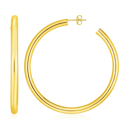 14k Yellow Gold Polished Hoop Earrings by Bids.com
