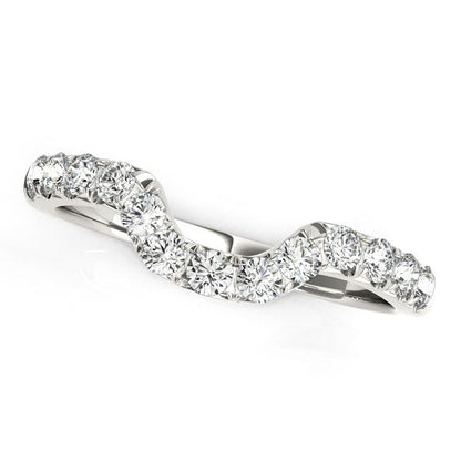 14k White Gold Curved Design Pave Diamond Wedding Ring (1/6 cttw) by Bids.com