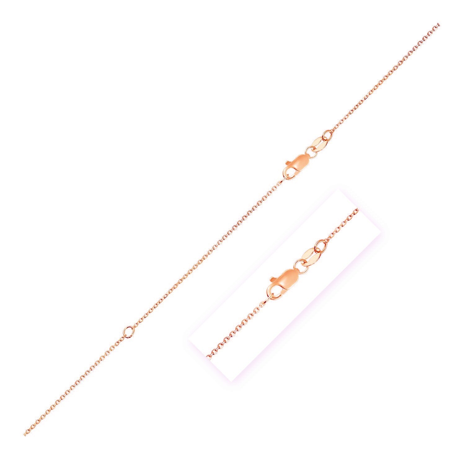 14k Rose Gold Adjustable Cable Chain (1.10 mm) by Bids.com