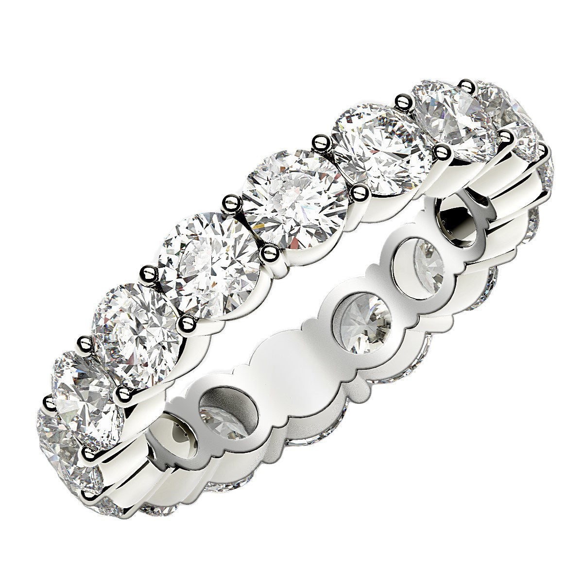 Round Cut Lab Grown Diamond Eternity Ring in 14k White Gold (4 cttw FG/VS2) by Bids.com