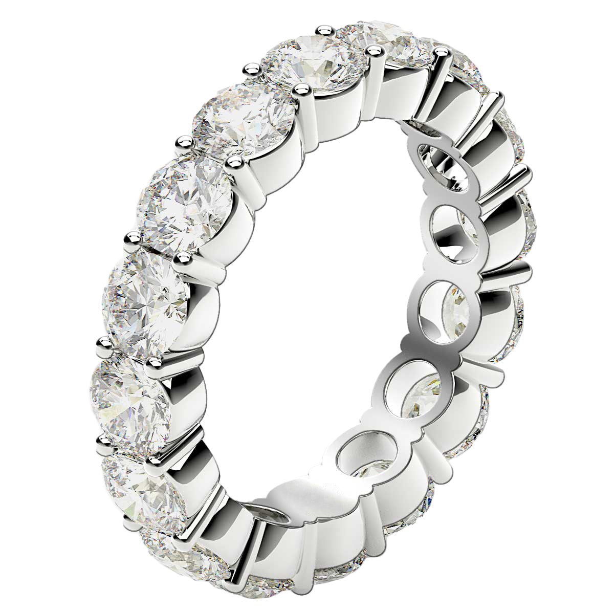 Round Cut Lab Grown Diamond Eternity Ring in 14k White Gold (4 cttw FG/VS2) by Bids.com