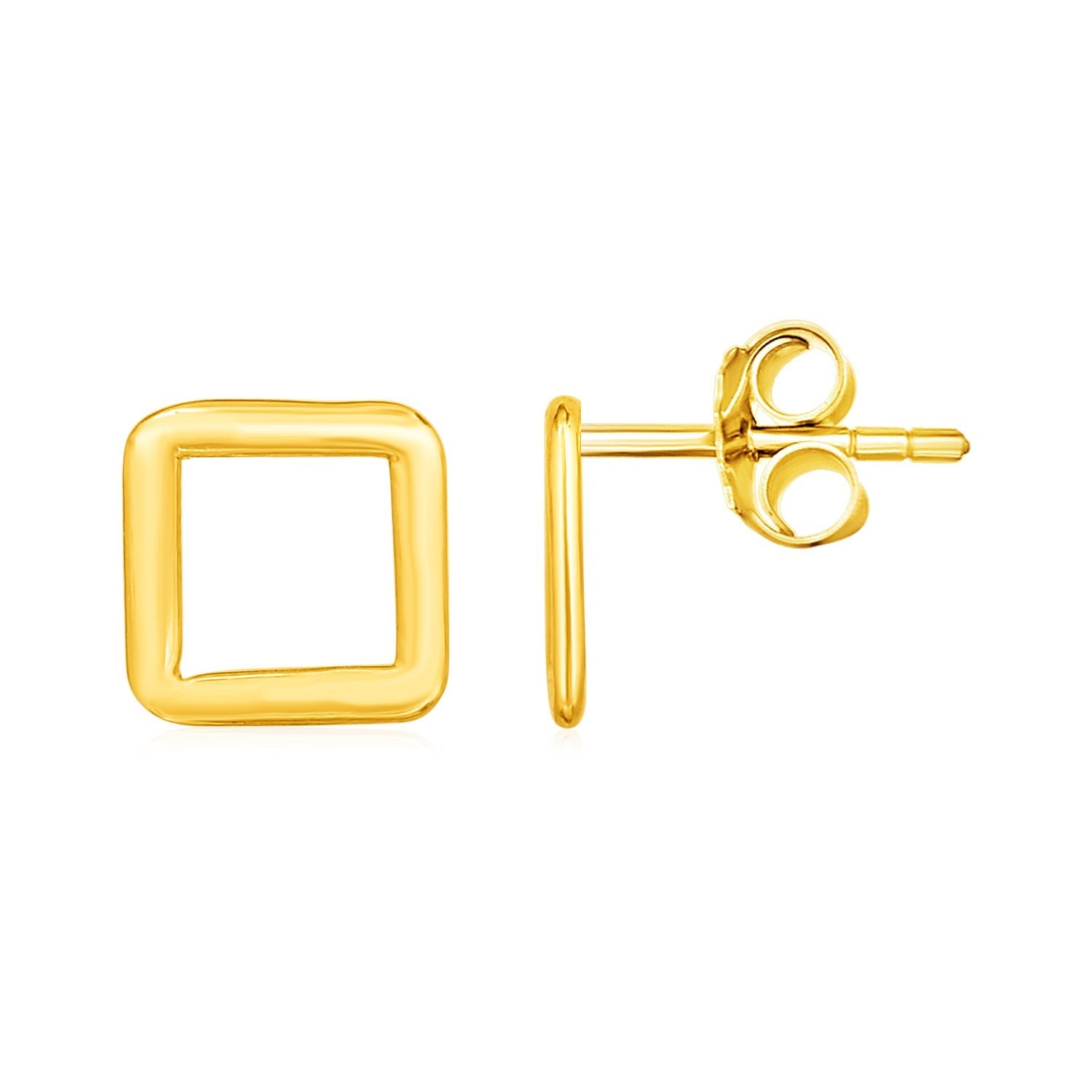 14k Yellow Gold Post Earrings with Open Squares - accessories