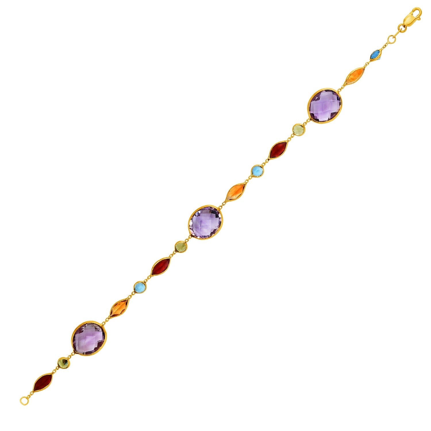 14k Yellow Gold Bracelet with Multi-Colored Stones by Avera Group