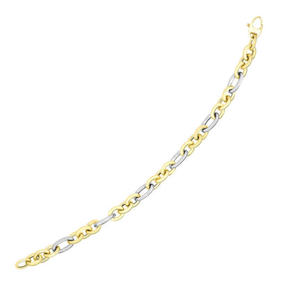 14k Two-Tone Gold Long and Short Style Oval Link Bracelet by Bids.com