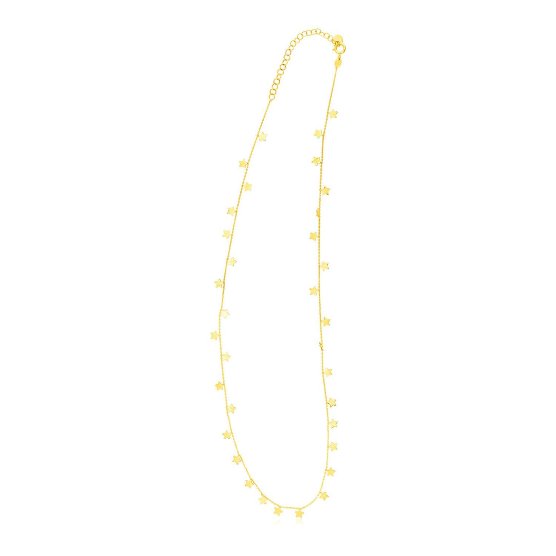 14K Yellow Gold Necklace with Dangling Stars - necklaces