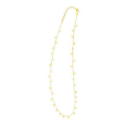 14K Yellow Gold Necklace with Dangling Stars - necklaces
