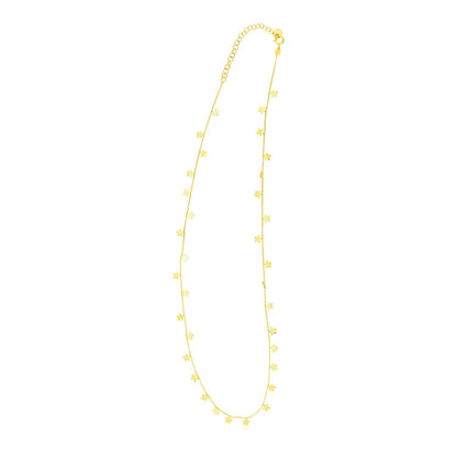 14K Yellow Gold Necklace with Dangling Stars 