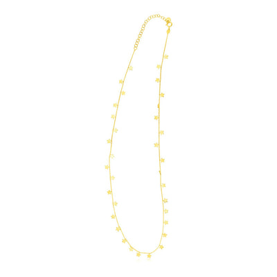 14K Yellow Gold Necklace with Dangling Stars - necklaces