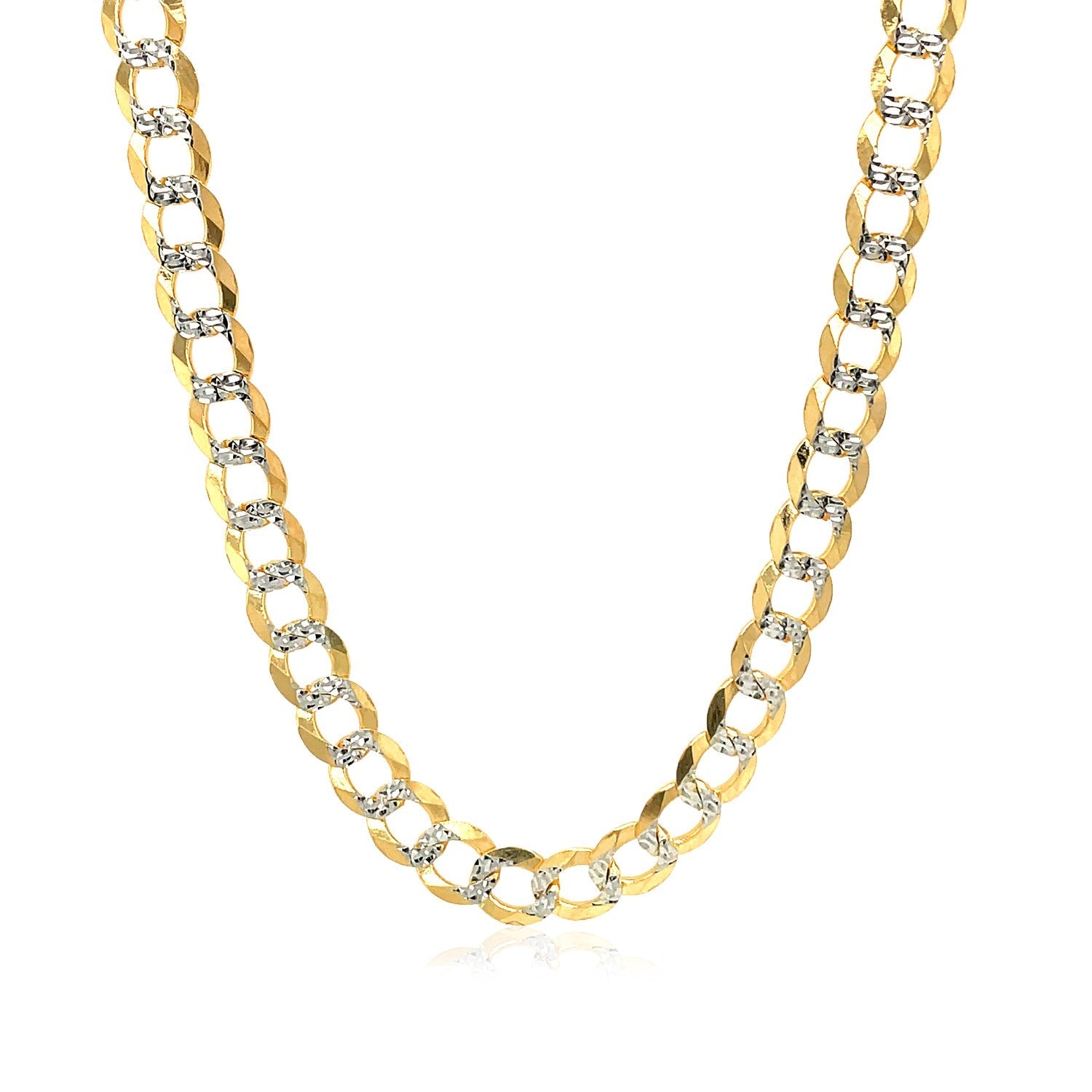5.7mm 14k Two Tone Gold Pave Curb Chain by Bids.com