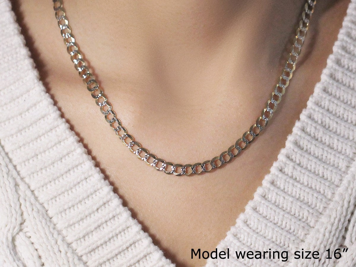 5.7mm 14k Two Tone Gold Pave Curb Chain by Bids.com
