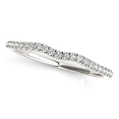14k White Gold Wave Theme Diamond Wedding Band (1/8 cttw) by Bids.com