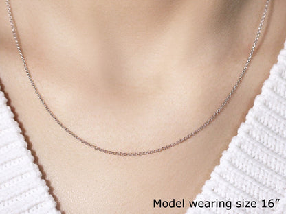 14k White Gold Round Cable Link Chain (1.30 mm) - DestGlow