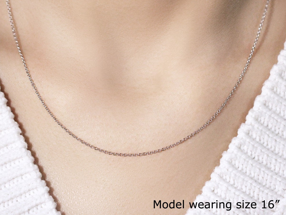 14k White Gold Round Cable Link Chain 1.3mm by Bids.com