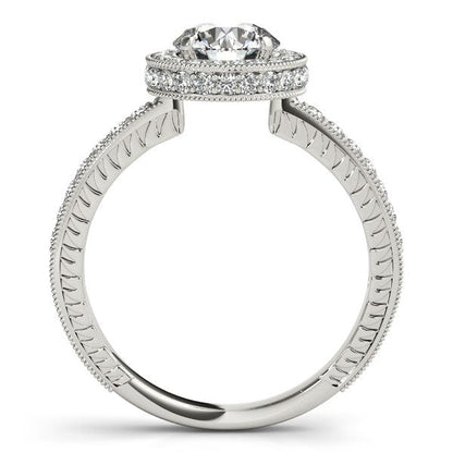 14k White Gold Milgrain Border Diamond Pave Engagement Ring (1 1/2 cttw) by Bids.com