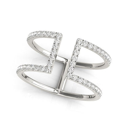 14k White Gold Modern Dual Band Style Diamond Ring (1/2 cttw) by Bids.com