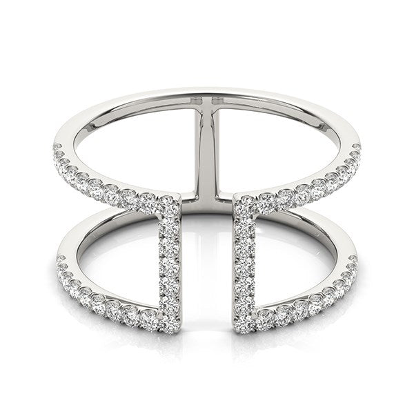 14k White Gold Modern Dual Band Style Diamond Ring (1/2 cttw) by Bids.com