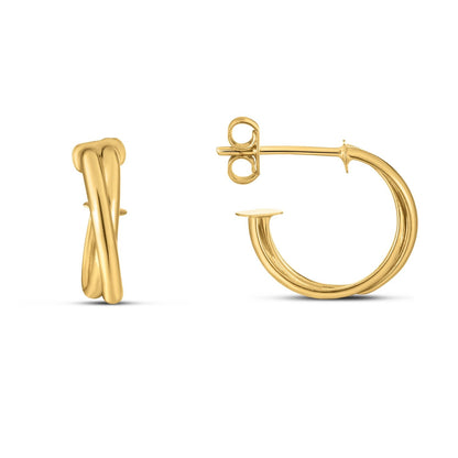 14k Yellow Gold Crossover Hoops by Bids.com