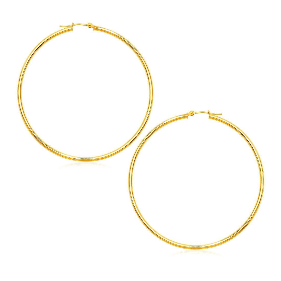 14k Yellow Gold Polished Large Round Hoop Earrings(2x60mm) - earrings