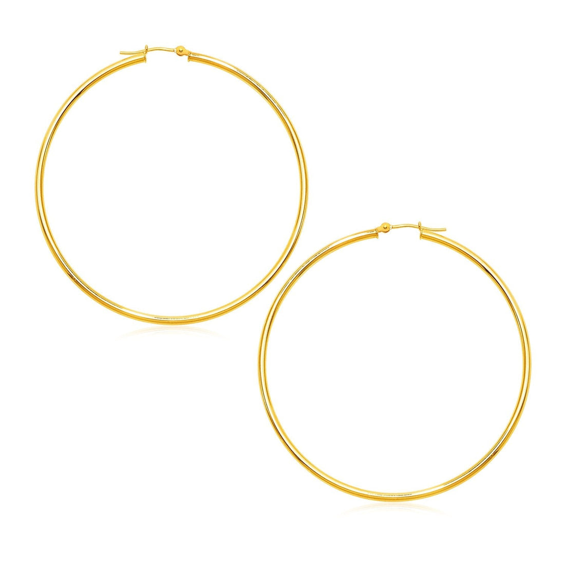 14k Yellow Gold Polished Large Round Hoop Earrings(2x60mm) 