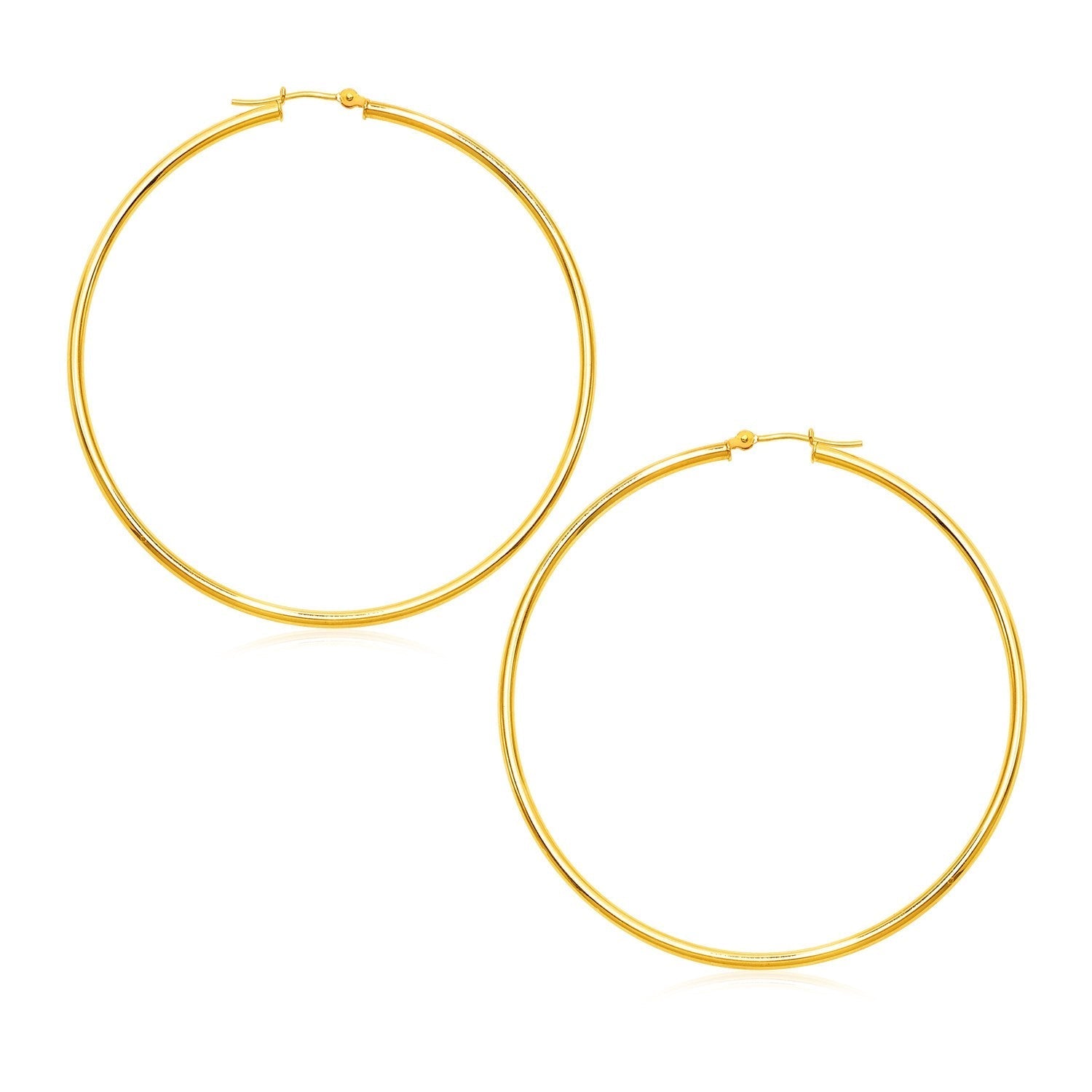 14k Yellow Gold Polished Large Round Hoop Earrings(2x60mm) 
