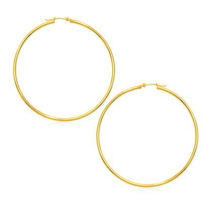 14k Yellow Gold Polished Large Round Hoop Earrings by Bids.com