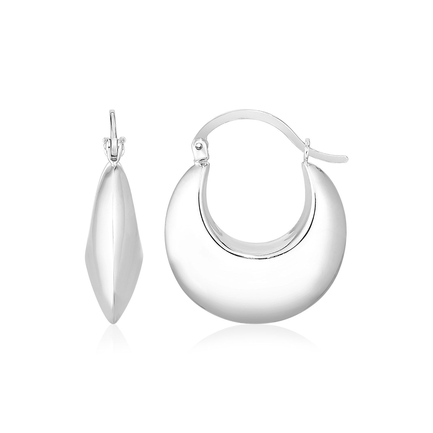 Sterling Silver Polished Puffed Hoop Earrings - DestGlow