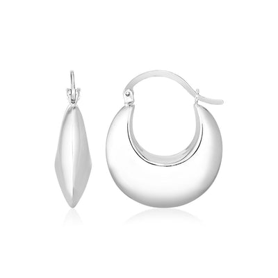Sterling Silver Polished Puffed Hoop Earrings - DestGlow