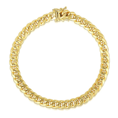 10.5mm 14k Yellow Gold Semi Solid Miami Cuban Bracelet by Bids.com