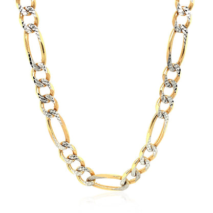 7.0mm 14K Yellow Gold Solid Pave Figaro Chain by Bids.com