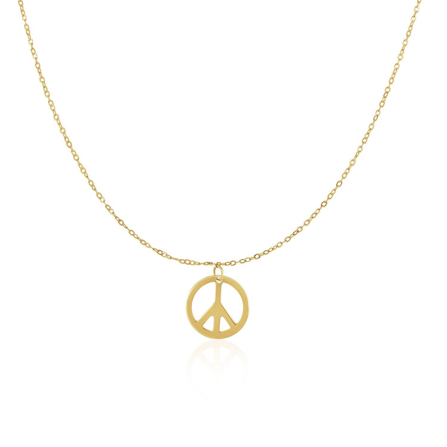 14k Yellow Gold with Peace Symbol Pendant - DestGlow