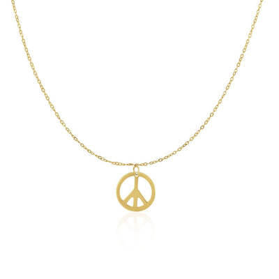 14k Yellow Gold with Peace Symbol Pendant - DestGlow