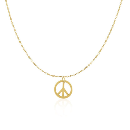14k Yellow Gold with Peace Symbol Pendant - DestGlow