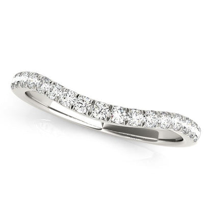 14k White Gold Pave Set Round Diamond Curved Wedding Band (1/4 cttw) by Bids.com
