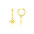 14k Yellow Gold Huggie Style Hoop Earrings with Star Drops - earrings