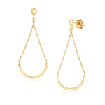 14k Yellow Gold Curved Chain Drop Earrings - earrings