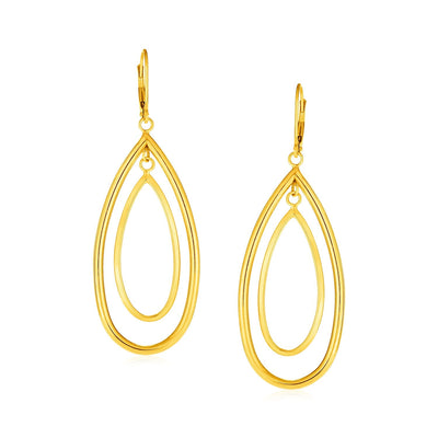 14k Yellow Gold Earrings with Teardrop Dangles - accessories