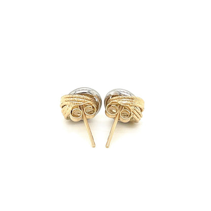 14k Two-Tone Gold Multi-Textured Open Circle Style Entwined Earrings by Bids.com