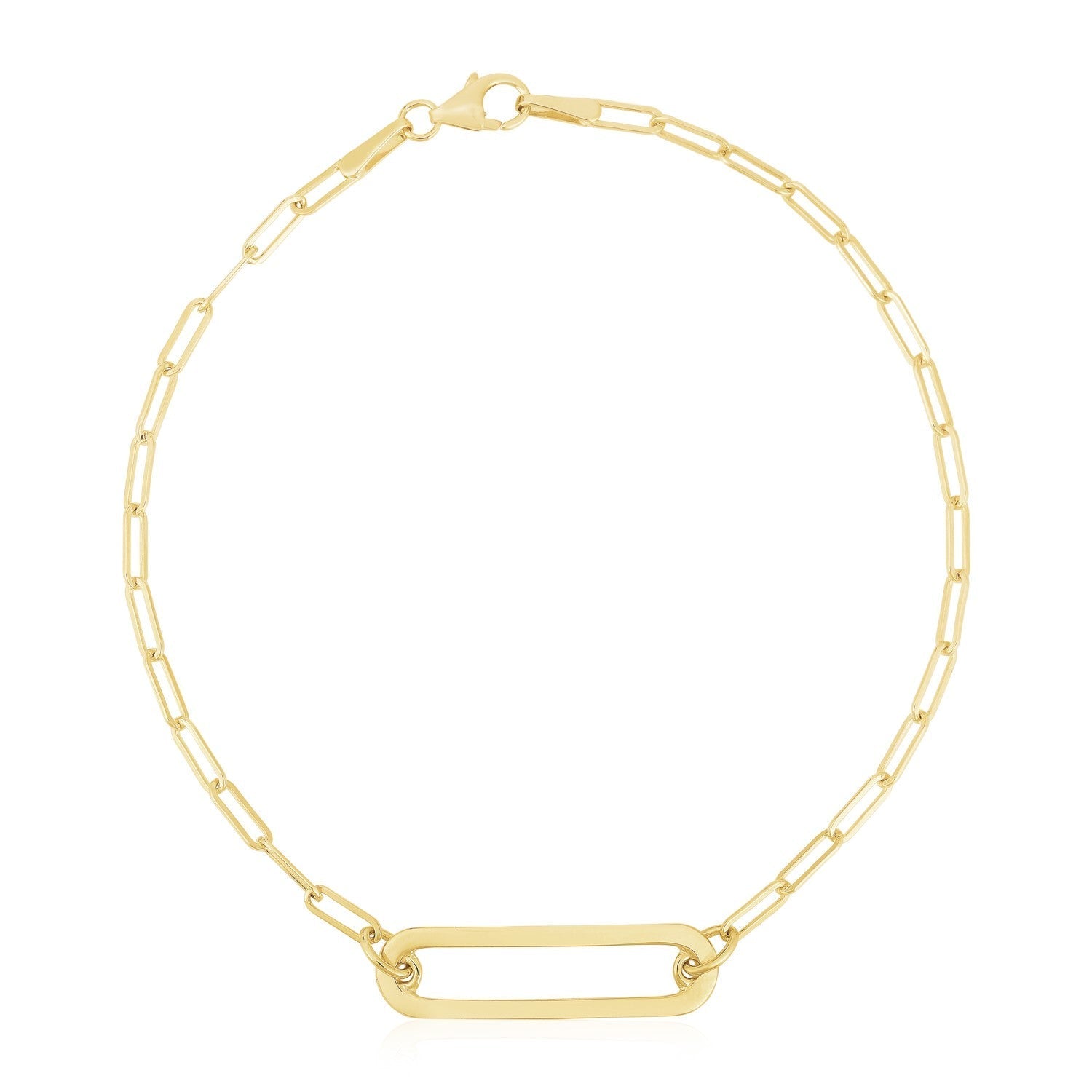 14k Yellow Gold High Polish Open Straight Paperclip Bracelet  DestGlow
