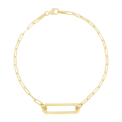 14k Yellow Gold High Polish Open Straight Paperclip Bracelet  DestGlow
