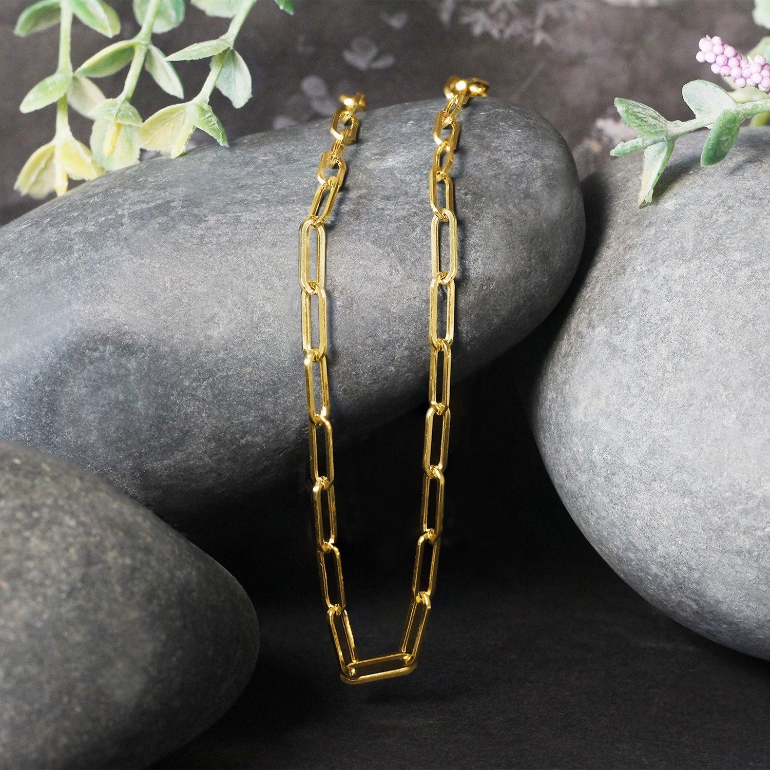 14K Yellow Gold Wide Paperclip Chain (3.3mm) by Bids.com