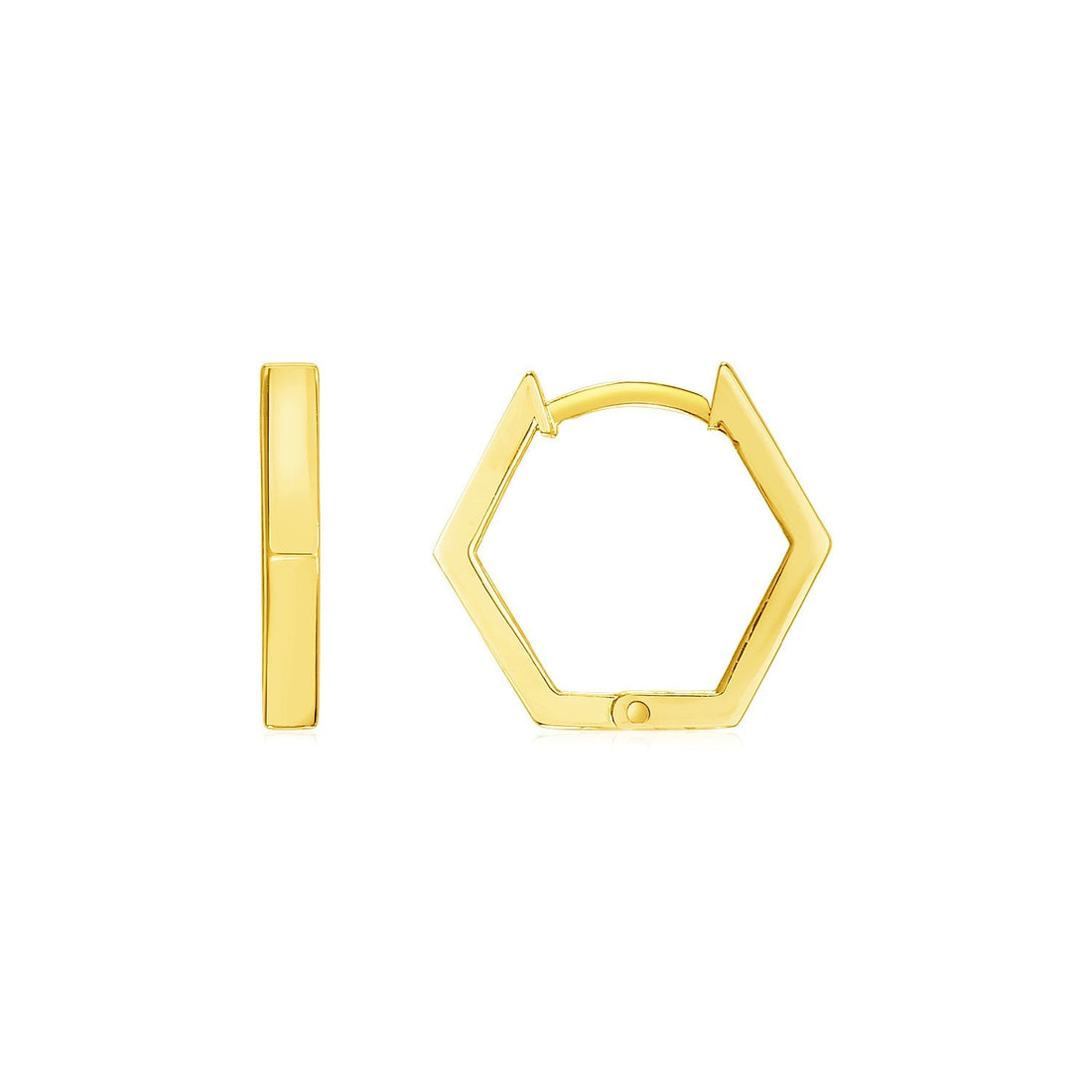 14k Yellow Gold Hexagon Huggie Hoops Earrings - accessories