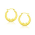10k Yellow Gold X Motif Round Shape Hoop Earrings 
